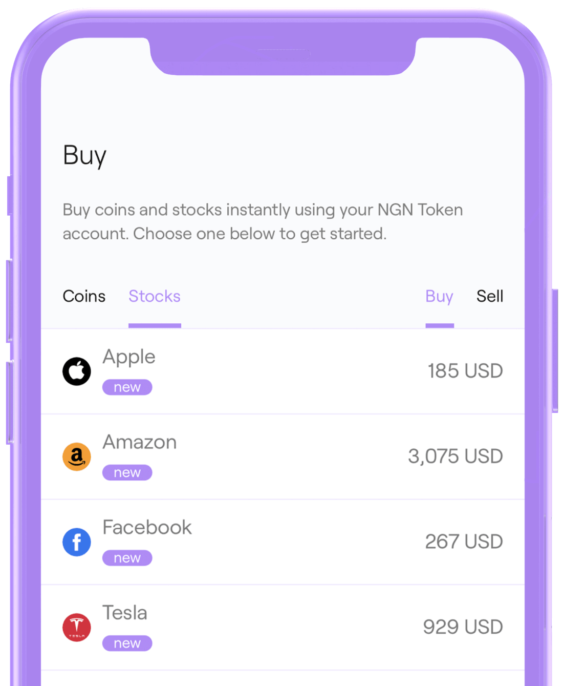 Buycoins mobile app screenshot
